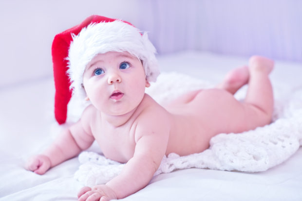 Baby with Santa hat