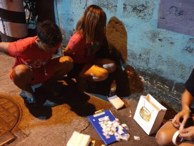 Suspects Christian Lucero and Jomalyn Poblete  (Photo from the NCRPO) drugs shabu meth