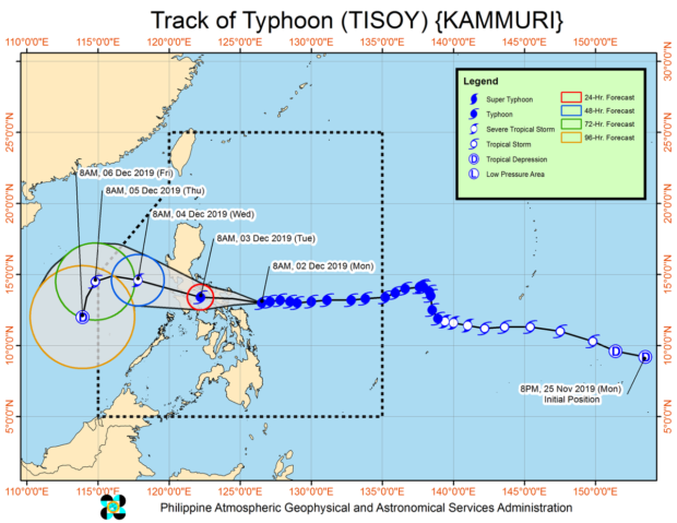 More areas now under Storm Signal No. 3 as Tisoy nears Luzon