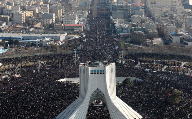 Crowd of mourners in Iran