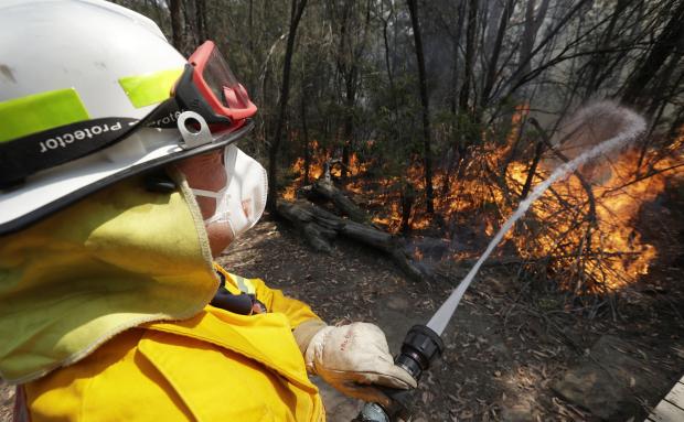 Firefighter at work in Sydney