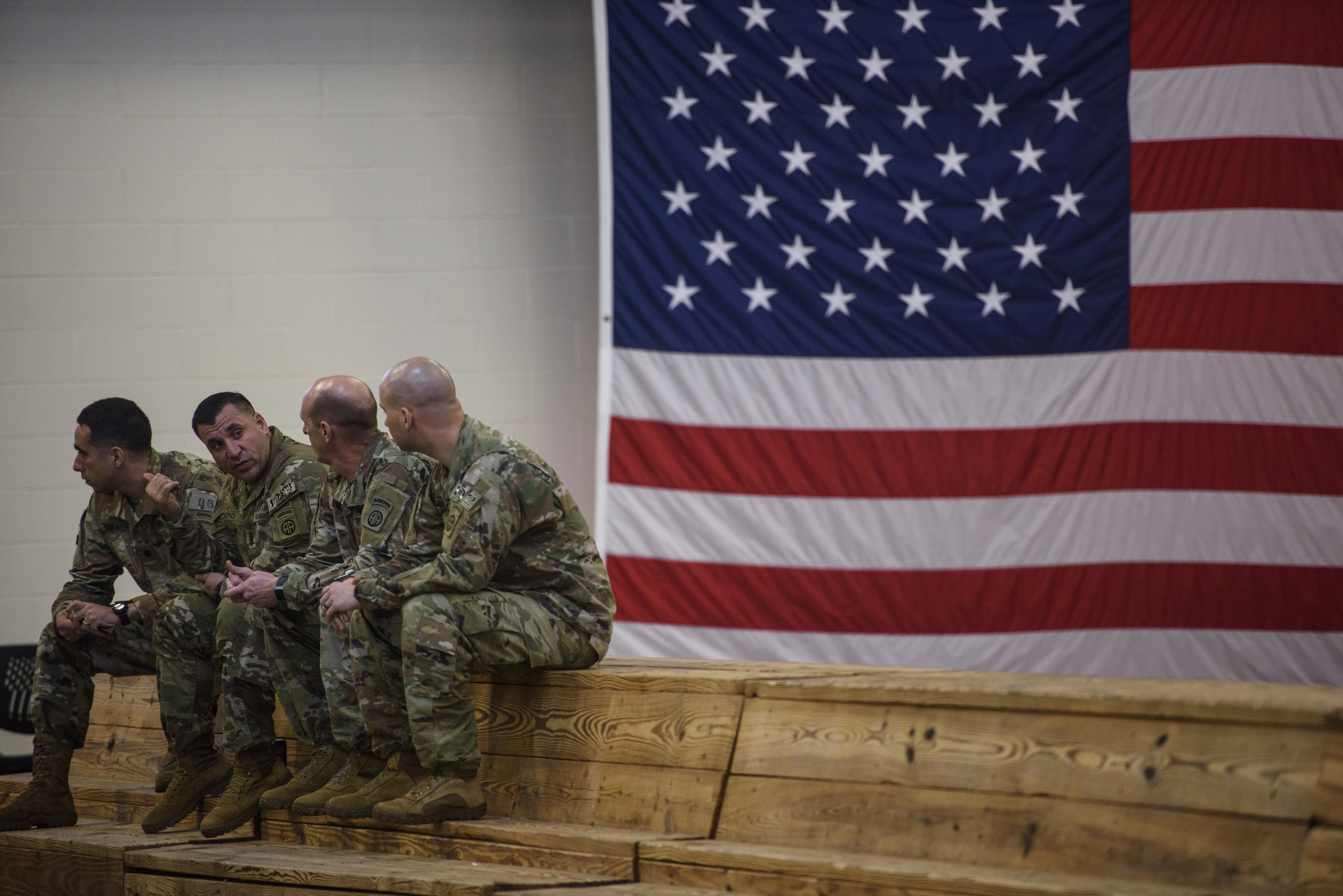 trump iran U.S Army Soldiers with the 82nd Airborne Division wait to be deployed to the Middle East on Saturday, Jan. 4, 2020 from Fort Bragg, N. C. (Melissa Sue Gerrits/The Fayetteville Observer via AP)