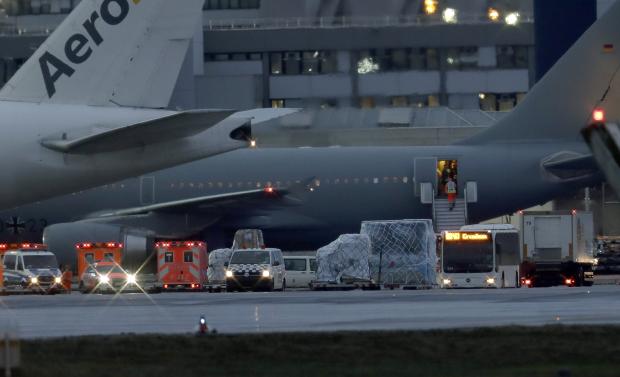 German air force plane with evacuees from China