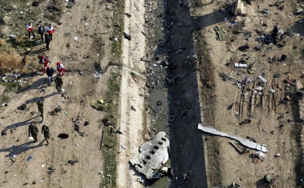 Debris of crashed Ukrainian jetliner