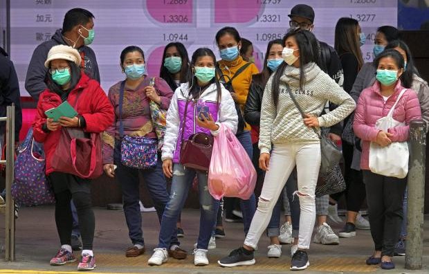 People in Hong Kong wearing masks