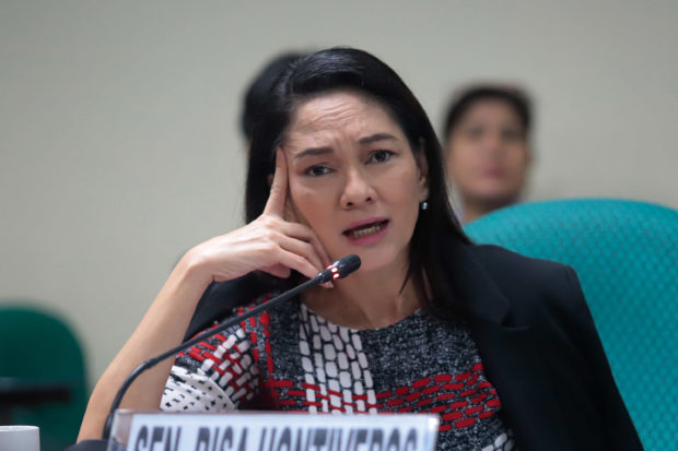 Sen. Risa Hontiveros, vice chairperson of the Committee on Cooperatives, attends the organizational meeting on the cooperative sector held at the Philippine Senate Monday, February 10, 2020. (Henzberg Austria/Senate PRIB)