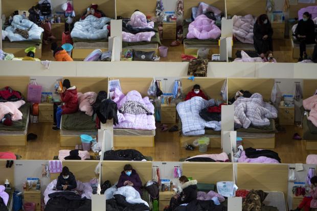 COVID-19 patients at makeshift hospital in Wuhan