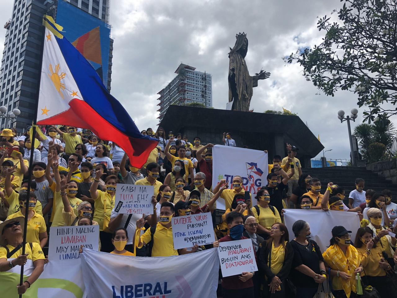 Activist stage protest at the Edsa Shrine