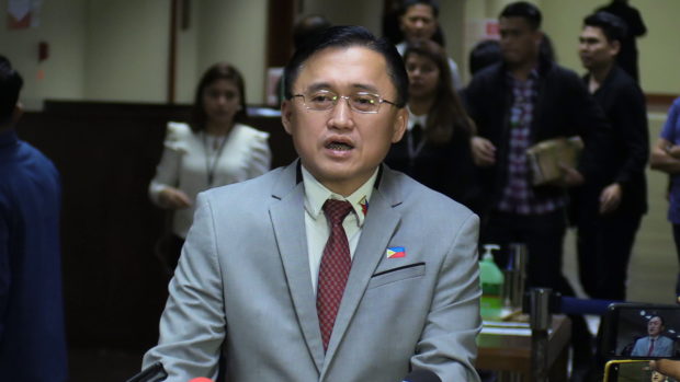 Sen. Christopher "Bong" Go in an interview with the reporters at the Senate on Feb 10, 2020. INQUIRER.NE PHOTO/CATHY MIRANDA