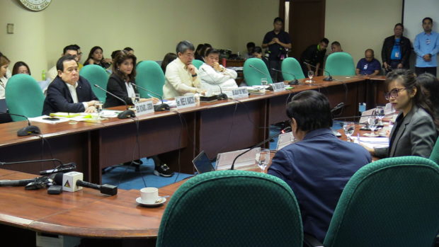 Senators Richard Gordon, Imee Marcos, Aquilino Pimentel III, and Senate Minority Floor Leader Franklin Drilon listen during the Senate hearing the Senate inquiry on the need for the Senate’s concurrence on the withdrawal or termination of treaties entered into by the Philippines on Thursday, February 20, 2020, at the Senate. INQUIRER.NET PHOTO/CATHY MIRANDA