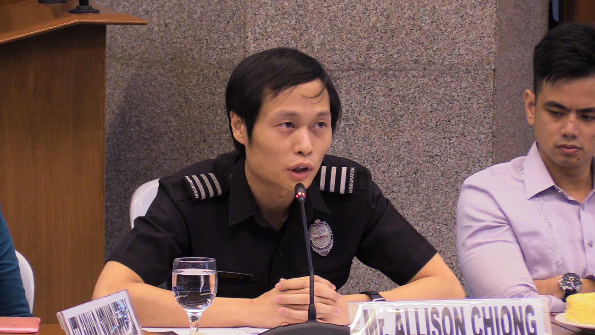 Immigration Officer I Allison “Alex” Chiong surfaces at the Senate to testify on the alleged “pastillas” scheme within the Bureau of Immigration (BI). INQUIRER.NET PHOTO/CATHY MIRANDA