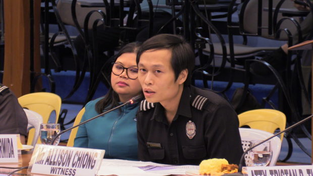Immigration Officer I Allison “Alex” Chong surfaces at the Senate to testify on the alleged “pastillas” scheme within the Bureau of Immigration (BI). INQUIRER.NET PHOTO/CATHY MIRANDA