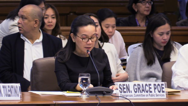 Sen. Grace Poe, chairman of the Senate Commitee of Publisc Services, leads inquiry on abs-cbn franchise renewal on Feb 24. INQUIRER.NET PHOTO/CATHY MIRANDA