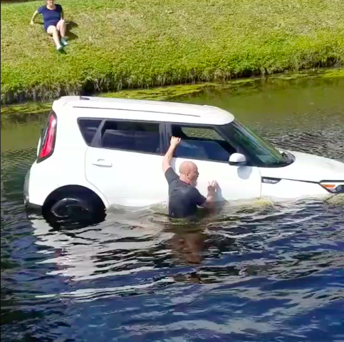 man jumps in water