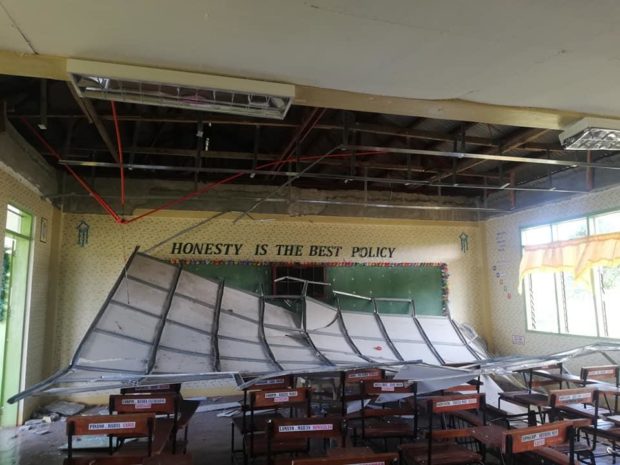 Cracks were noticed in some classrooms in Biliran town while some ceilings fell down due to the 5.7 magnitude quake that hit parts of the Visayas early Monday
