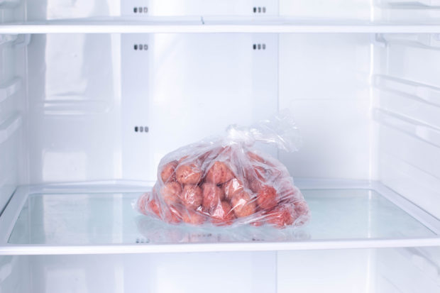 Frozen Meatballs in refrigerator