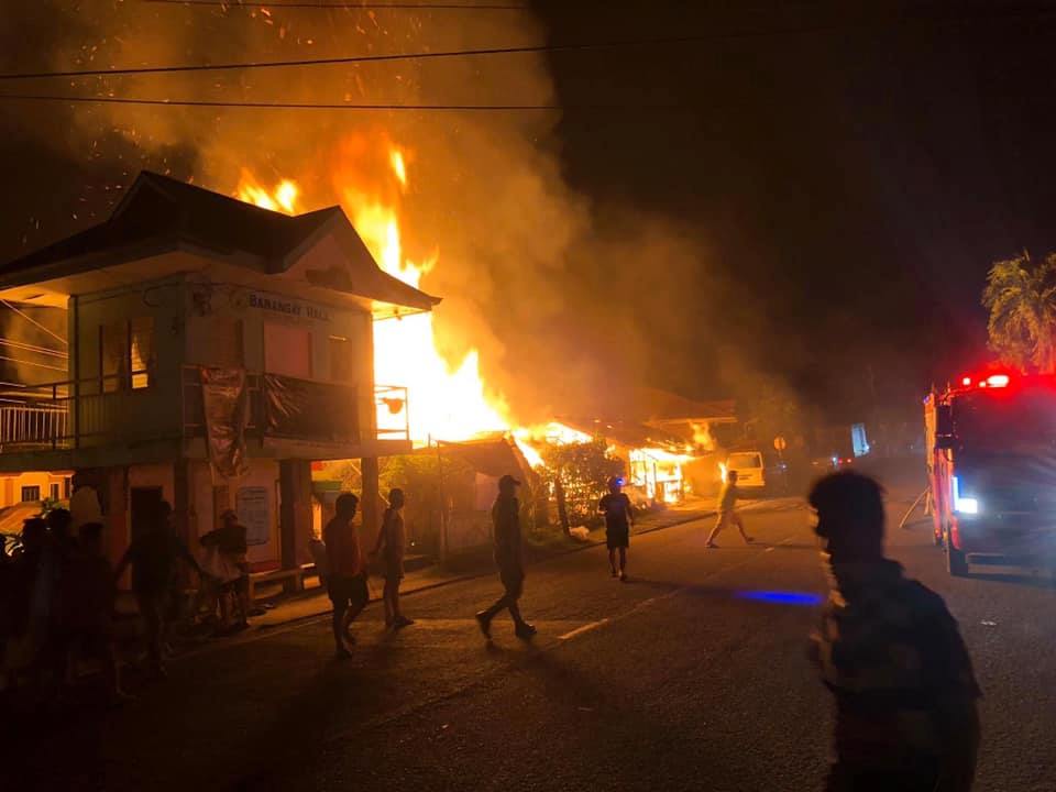 fire Calbiga town in Samar