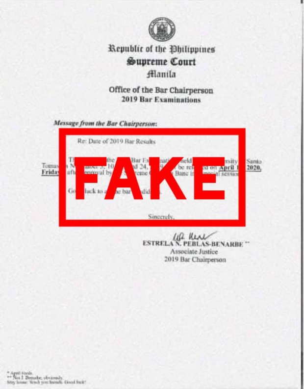 Bar exam fake