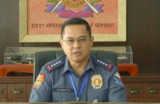 PNP chief Gen. Archie Gamboa in his virtual presscon. Image grabbed from the PNP Facebook page