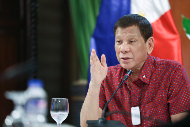 President Rodrigo Roa Duterte updates the nation on the government's efforts in addressing the coronavirus disease (COVID-19) at the Malago Clubhouse in Malacañang on May 28, 2020. ACE MORANDANTE/PRESIDENTIAL PHOTO