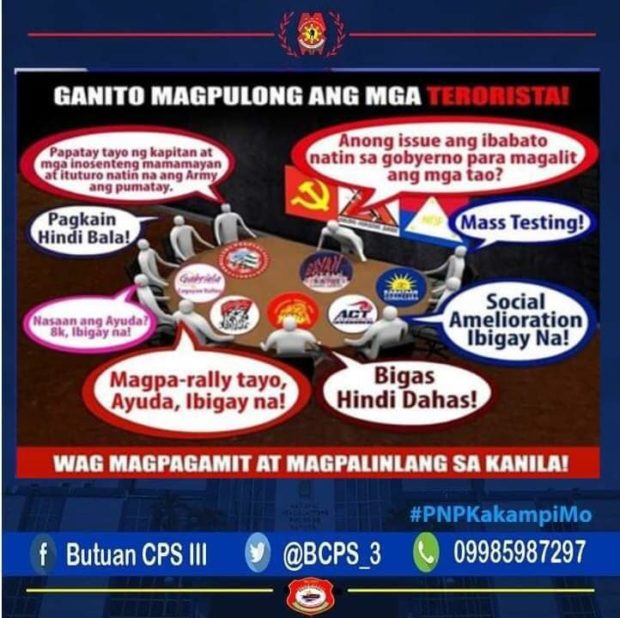 Butuan Police Infographic Branding Activists As Terrorists Draws Flak   Regions54239 620x618 