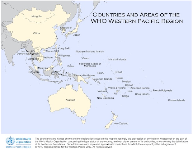Western Pacific Region - WHO map