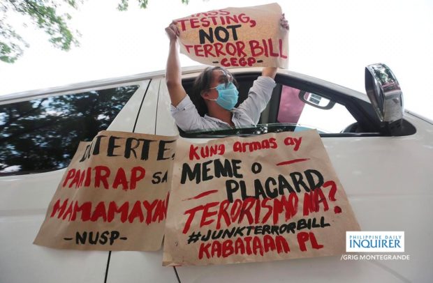 protest to demand the scrapping of the anti-terrorism bill