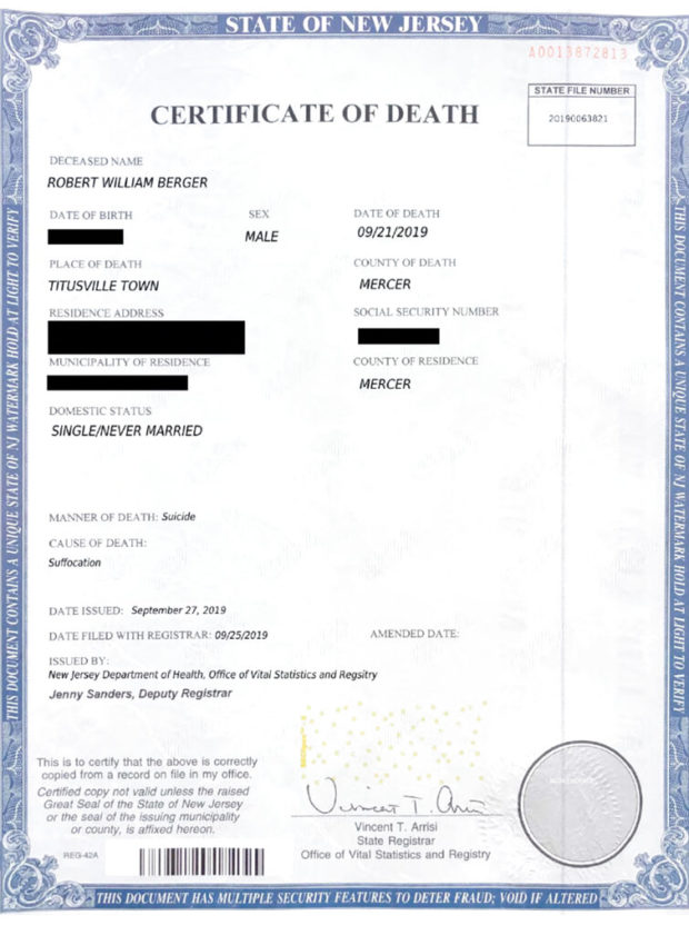 Fake Death certificate