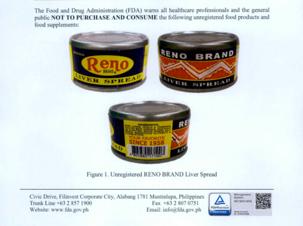 FDA warning up on unregistered products like Reno