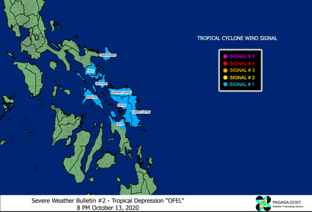 TD Ofel maintains strength; more areas placed under Signal No. 1