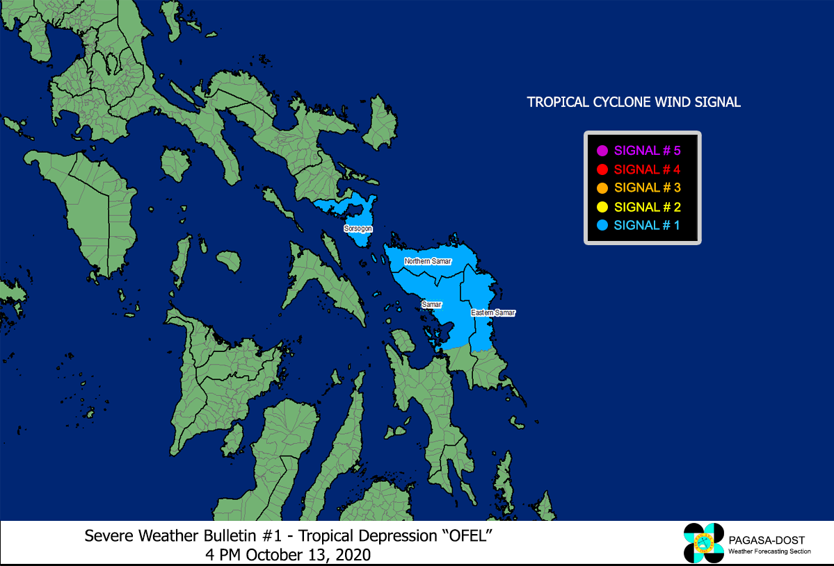 Tropical Depression Ofel: Signal No. 1 up over Samar, Sorsogon ...