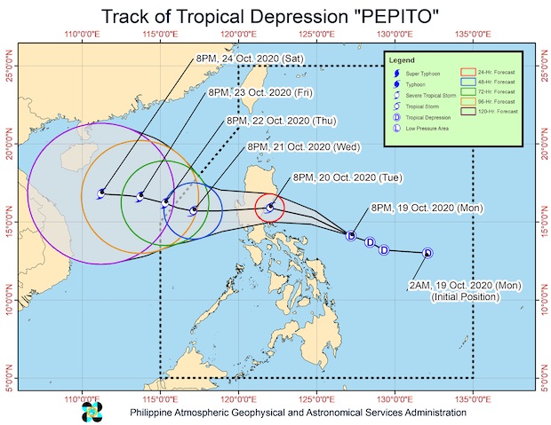 Tropical Depression Pepito Map