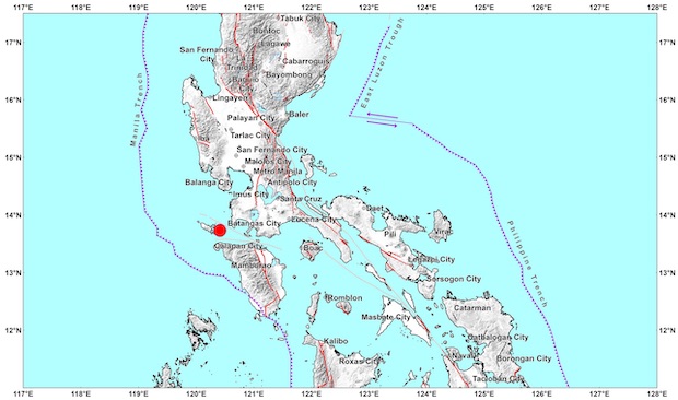 Occidental Mindoro quake map