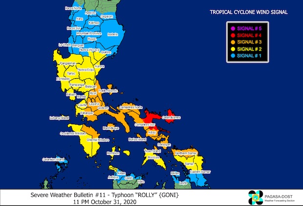 PAGASA MAP - Storm Signal - Typhoon Rolly