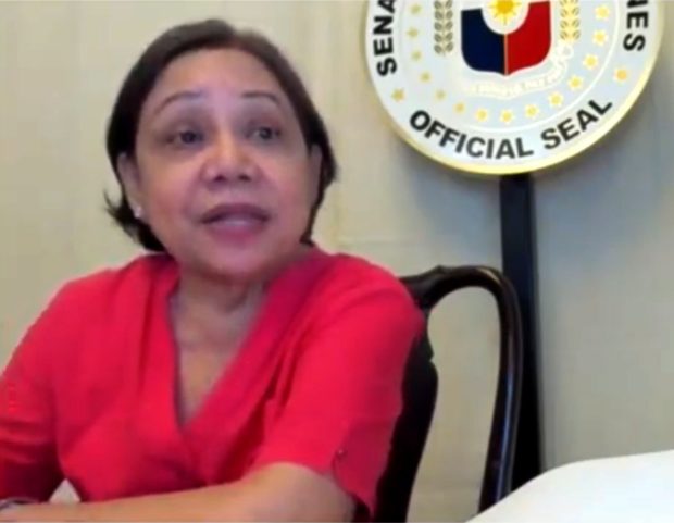 SUPPORT LOCAL RICE FARMERS: Sen. Cynthia Villar enjoins the Department of the Interior and Local Government (DILG) to use its P1.8 billion annual rice budget to purchase rice from local farmers until such time when they become as competitive as their counterparts from Thailand and Vietnam. “I think it is just fair to ask the DILG, since it’s the money of the government, to buy rice from our local farmers through the National Food Authority (NFA) to help them. Can I get this commitment from Interior and Local Government Sec. Año?” Villar, chairperson of the Committee on Agriculture, Food and Agrarian Reform, asked during the virtual hearing on the proposed 2021 budget of the DILG and its attached agencies Thursday, October 1, 2020. (Screen grab/Senate PRIB)