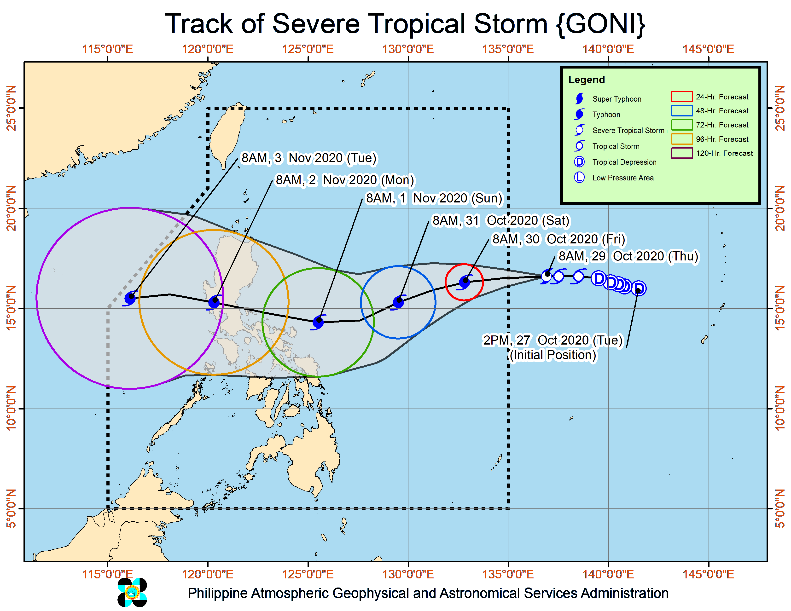 goni rolly Slight change in Goni’s predicted track puts Central Luzon, Metro Manila in crosshairs