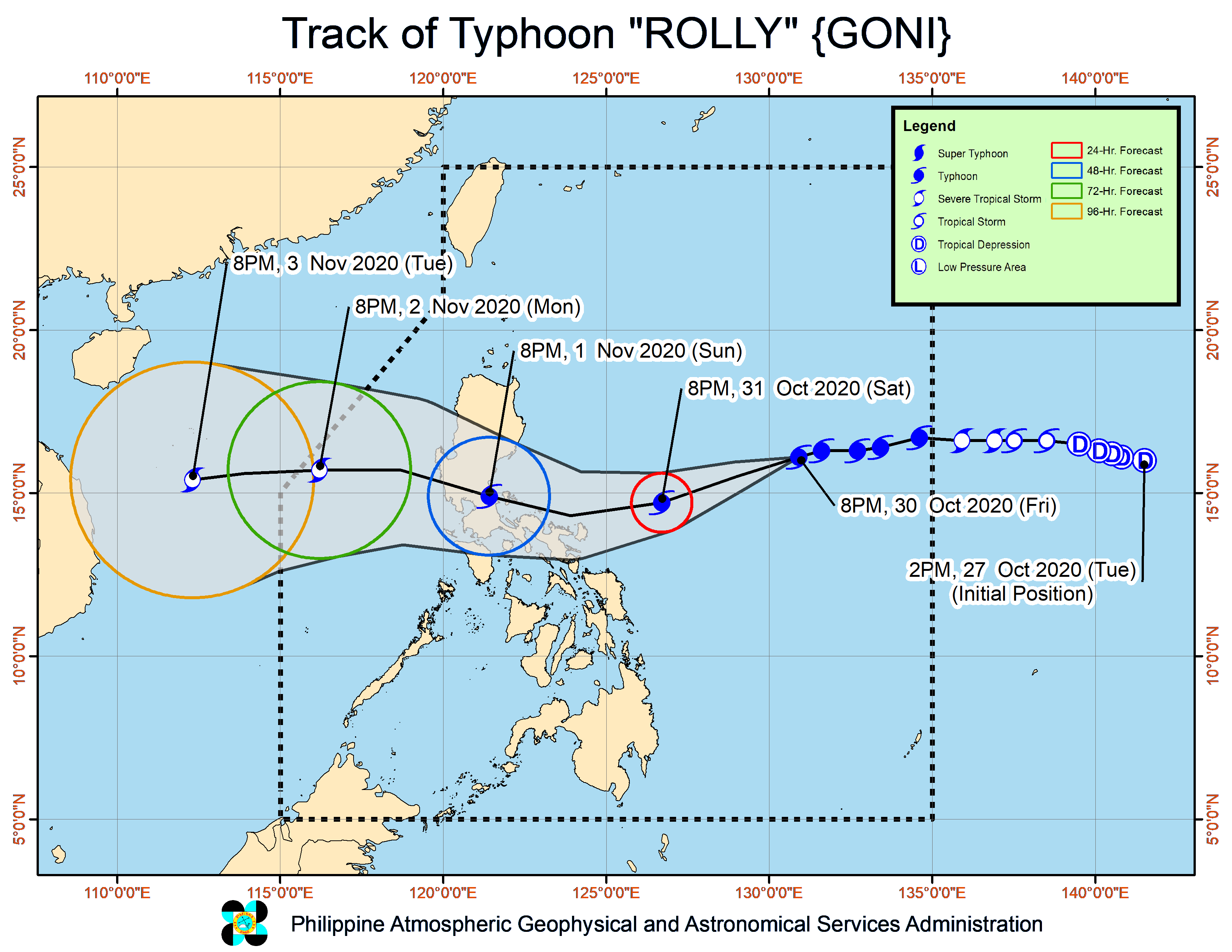 typhoon rolly track 11:30 PM oct 30