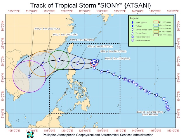 Tropical Storm Siony track