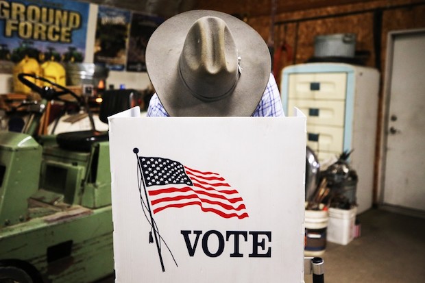 American voter in a cowboy hat