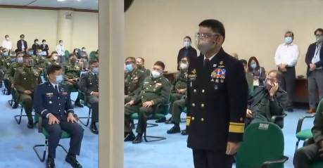  The Commission on Appointments (CA) confirms the nominations and promotions of Armed Forces of the Philippines (AFP) deputy chief of staff Vice Admiral Erick Kagaoan (standing) and 59 other senior officers. Screengrab from CA Youtube livestream