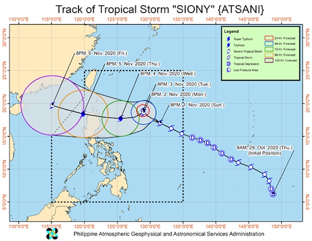 Tropical Storm Siony track