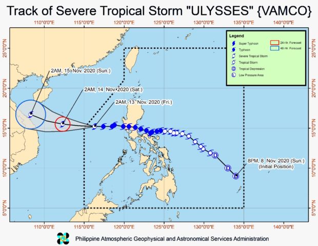 typhoon ulysses pagasa map