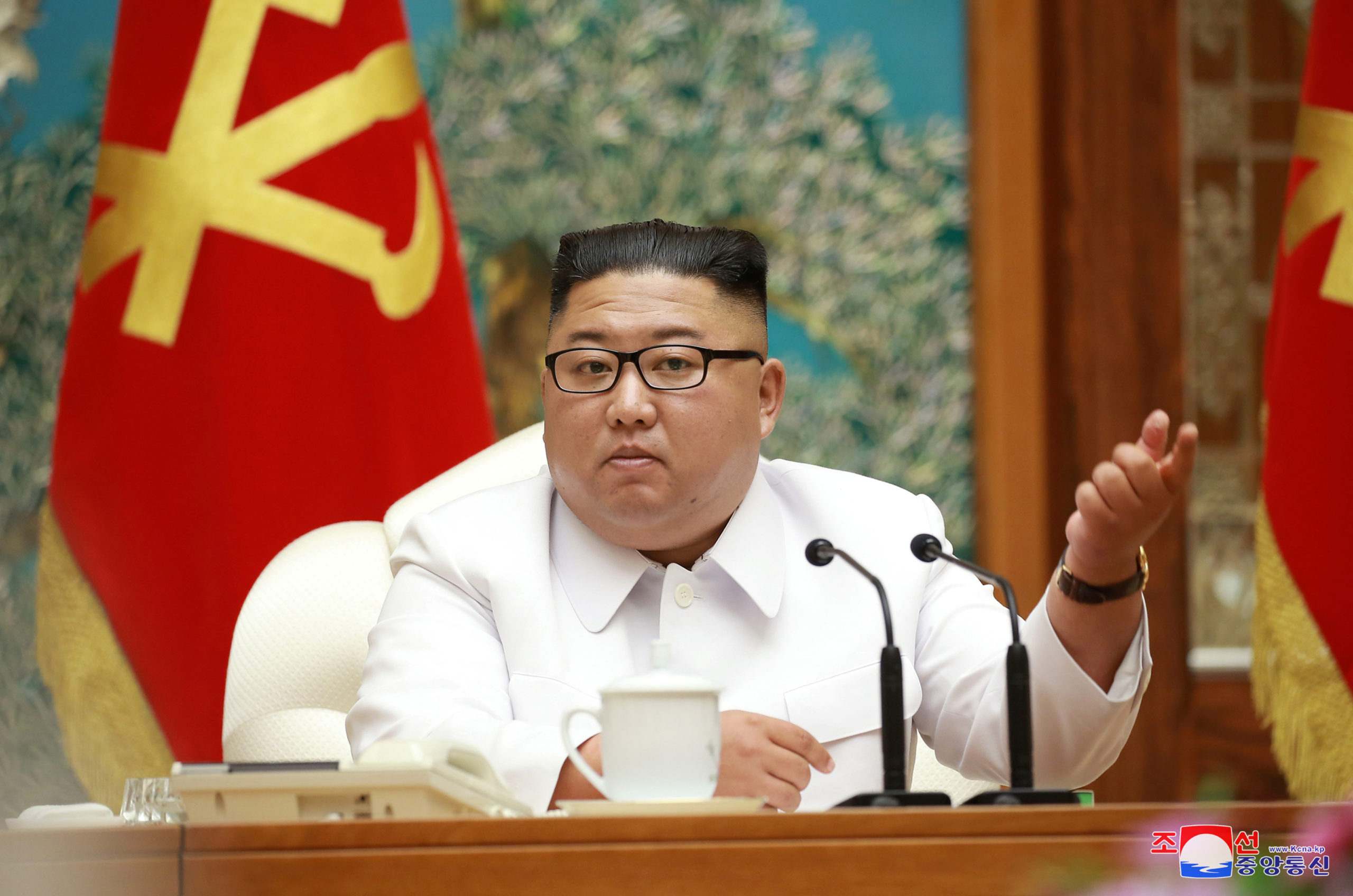 FILE PHOTO: North Korean leader Kim Jong Un holds an emergency enlarged meeting of Political Bureau of WPK Central Committee in this undated photo released on July 25, 2020 by North Korean Central News Agency (KCNA) in Pyongyang. KCNA via REUTERS
