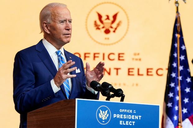 U.S. President-elect Joe Biden delivers pre-Thanksgiving speech at transition headquarters in Wilmington, Delaware