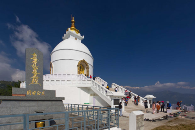 nepal white stupa tourist site