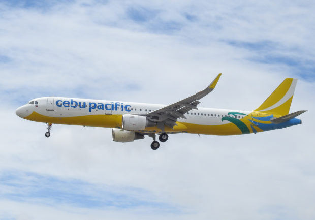 Photo of a Cebu Pacific plane for story: Budget carrier Cebu Pacific is apologizing to passengers affected by  “disruptions” of their flights