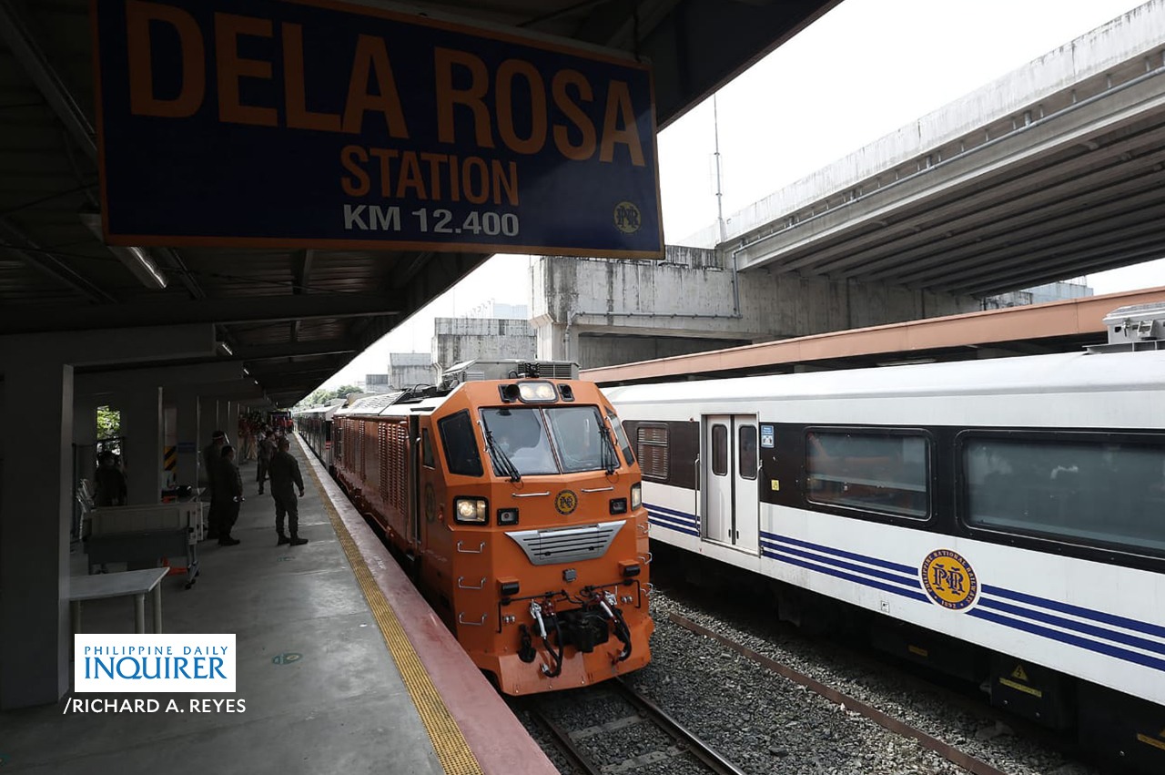 The inaugural run of the new Philippine National Railway train at Dela Rosa station in Makati City
