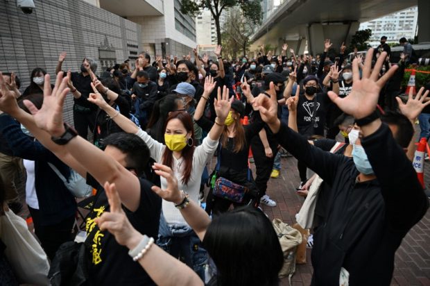 Crowds gather outside court after Hong Kong dissidents charged