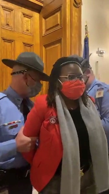 Georgia lawmaker arrested for standing outside governor's office