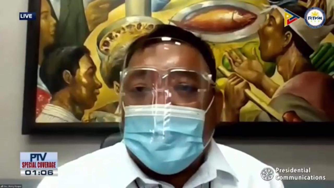 Presidential spokesperson Harry Roque holds an online press briefing while on self-quarantine after testing positive for COVID-19